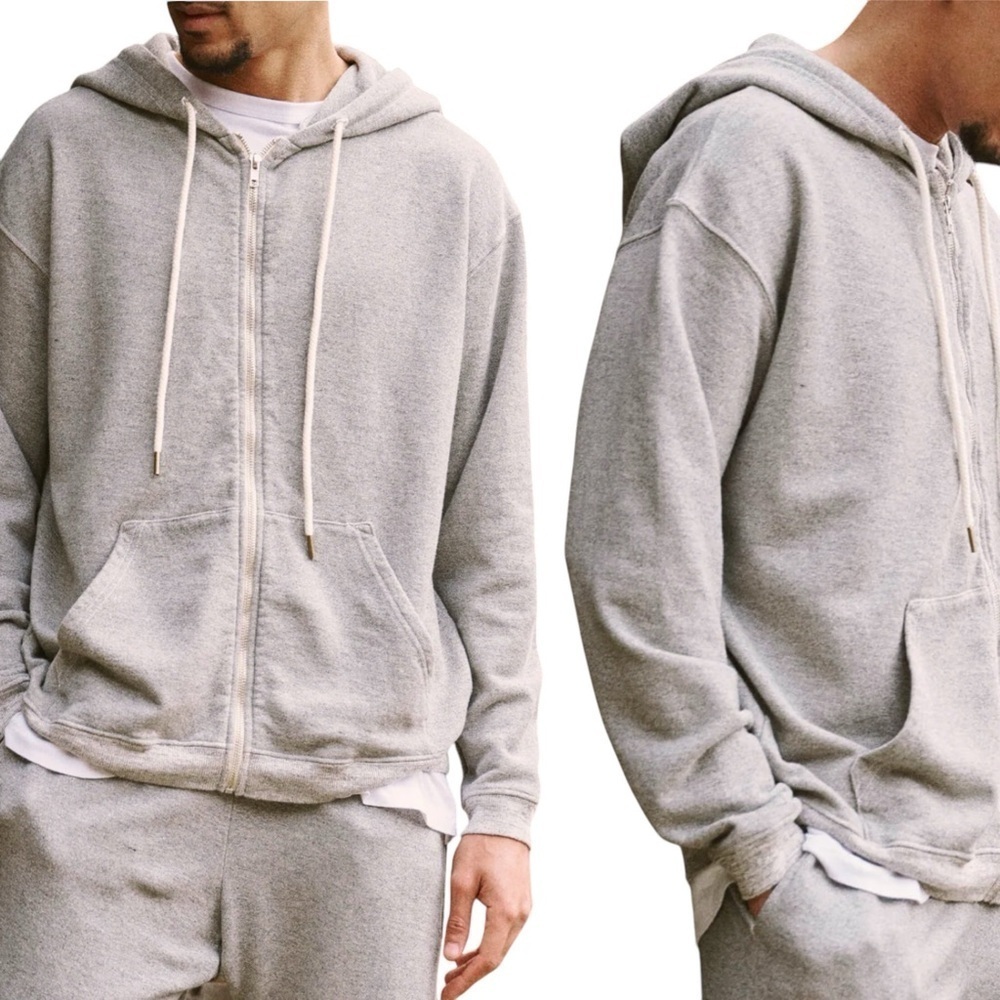 THE GREAT. MAN‎ Varsity Grey The Men's Zip Up Hoodie